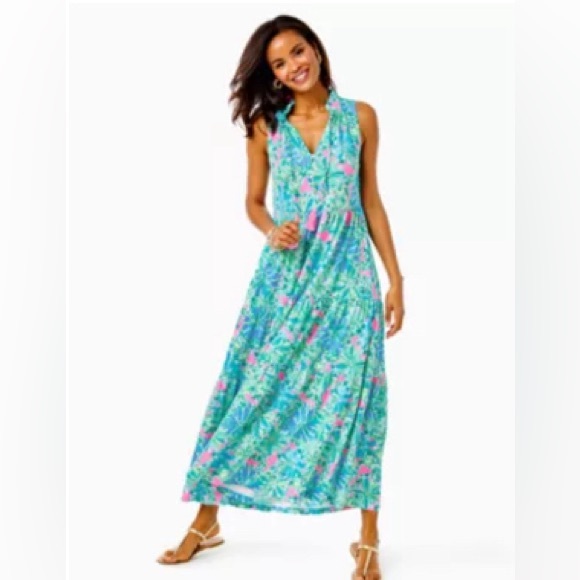 Lilly Pulitzer Malone Maxi Dress. Soliel pink. Size medium - Picture 1 of 6
